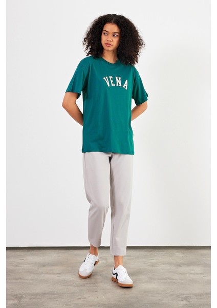 Kadın Vena Jeans Orman Baskılı Bisiklet Yaka Regular Fit T-Shirt fırsatları