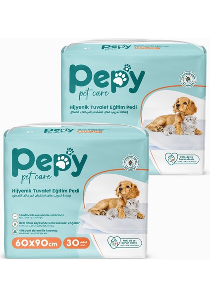 Pepy 60X90 cm Hijyenik Tuvalet Eğitim Pedi 30'lu 2 Paket 60 Adet