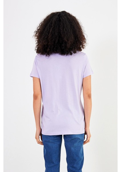 Kadın Boyfriend Lila V Yaka Regular Fit Modal Tişört (Lyocell) fırsatları