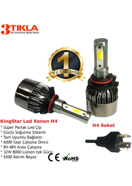 Lancia Ypsilon 2012 H4 Far Beyaz LED Xenon Şimşek Etkili 8000 Lümen
