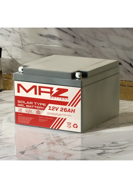 12 Volt 26 Amper Solar Jel Akü 12V 26AH (Yeni Üretim) indirimleri