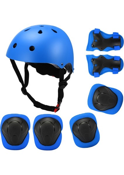 Çocuk Spor Koruyucu Donanım Kask Dizlik 7 Parçalı Set (Yurt Dışından)