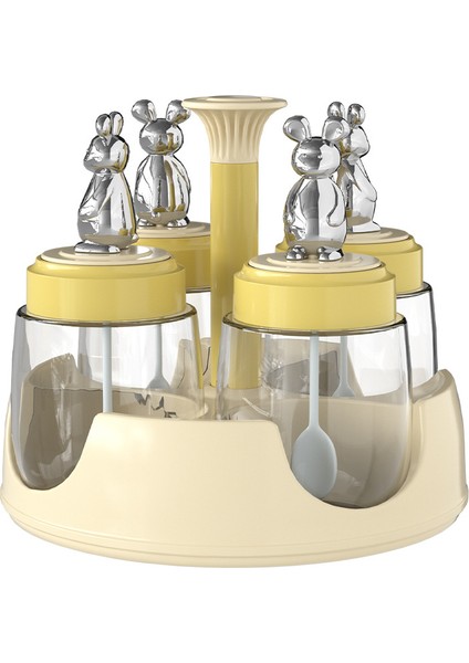 Ev Mutfak Masaüstü Döner Baharat Kutusu Kombinasyonu Seti Dört Şişe Baharat Kutusu Mühürlü Şişeler (Yurt Dışından)