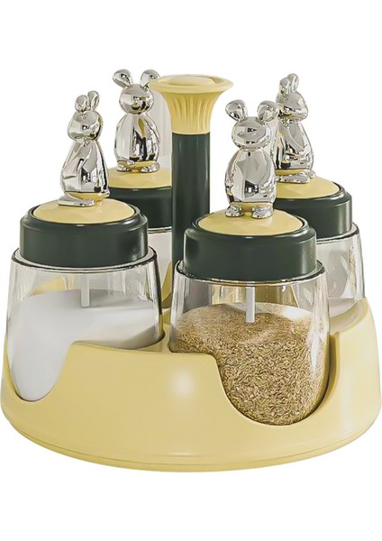 Ev Mutfak Masaüstü Döner Baharat Kutusu Kombinasyonu Seti Dört Şişe Baharat Kutusu Mühürlü Şişeler (Yurt Dışından)