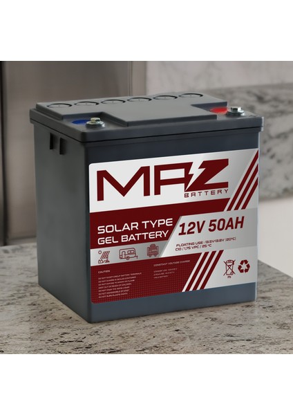 12 Volt 50 Amper Solar Jel Akü 12V 50AH (Yeni Üretim) modelleri