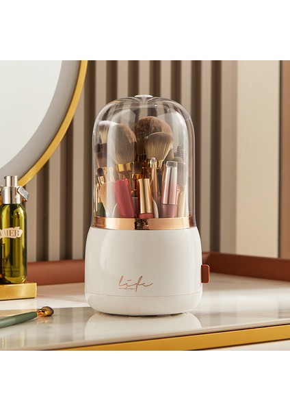 Hafif Lüks Dönen Toz Geçirmez Makyaj Fırçası Saklama Kovası (Yurt Dışından)
