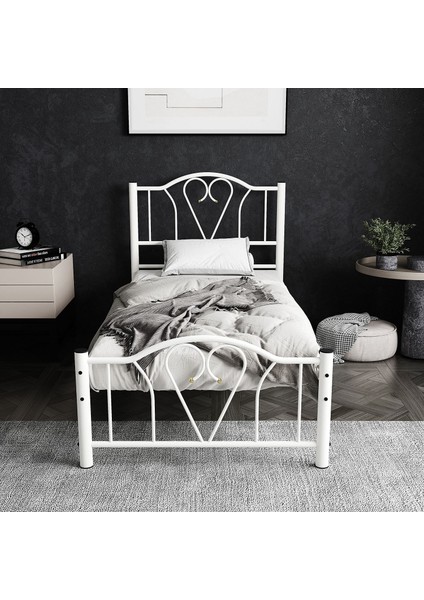 Orkide Tek Kişilik Ferforje Metal Karyola 100x200 Beyaz fiyatları