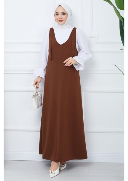 Nehir Örme Jile Elbise Kahverengi HM2389