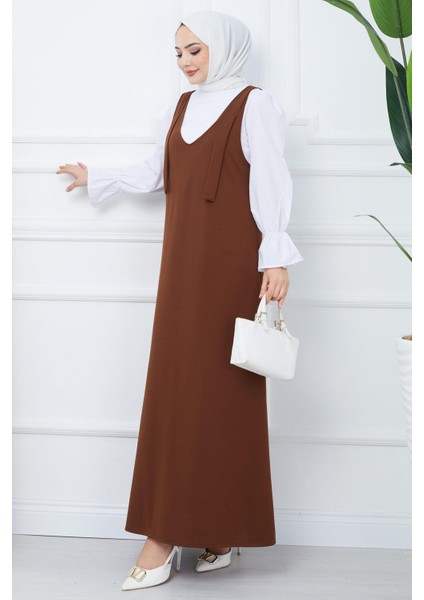 Nehir Örme Jile Elbise Kahverengi HM2389