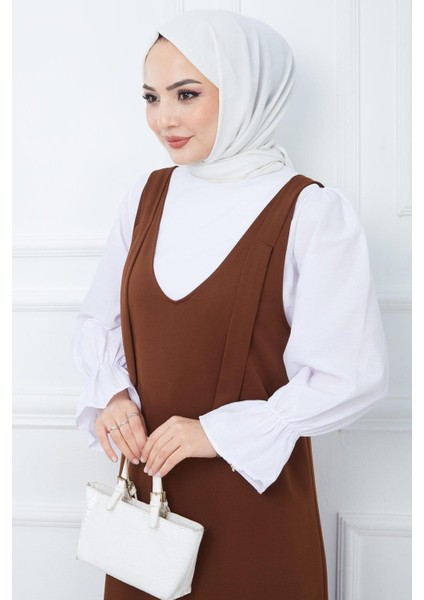 Nehir Örme Jile Elbise Kahverengi HM2389