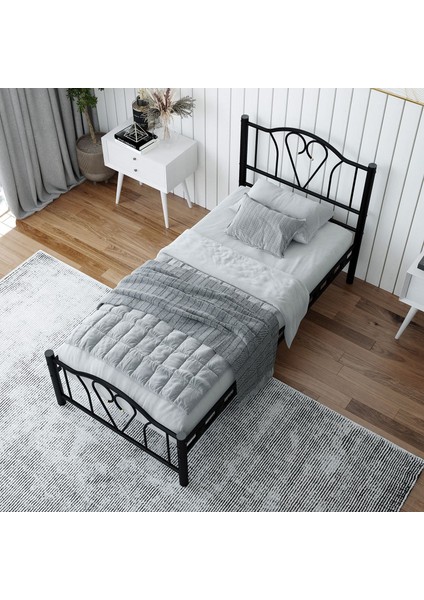 Orkide Tek Kişilik Ferforje Metal Karyola 100x200 Siyah modelleri