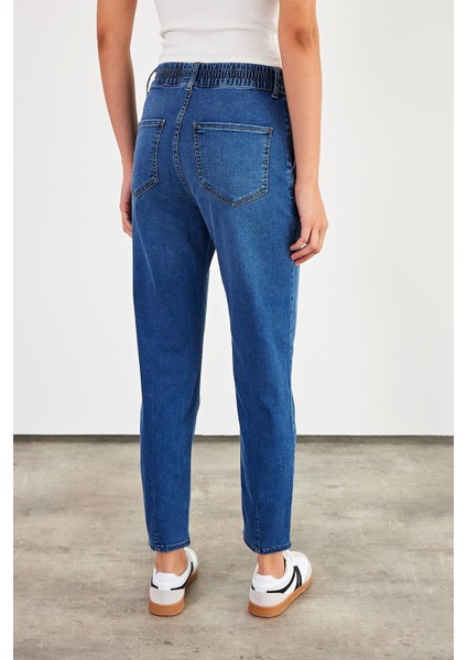 Kadın Norah Dark Blue Beli Lastikli Jean Pantolon (Lyocell) modelleri