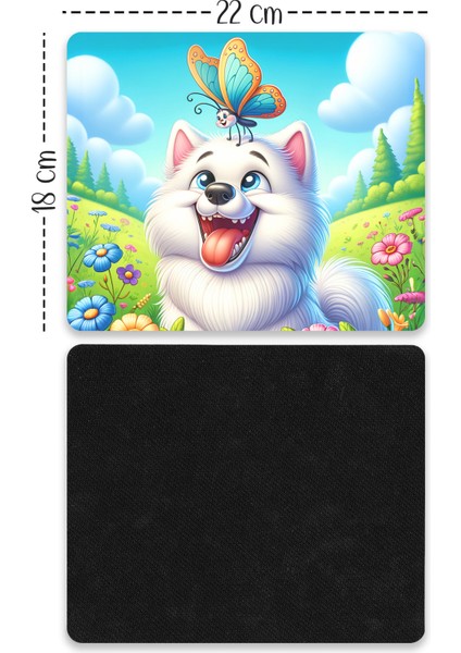 Doğa Manzaralı Neşeli Köpek Tasarımlı Baskılı Kaydırmaz Taban 18X22 cm Mouse Pad