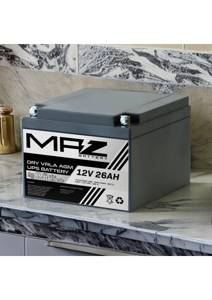 12 Volt 26 Amper (Ah) Kuru Agm Vrla Akü (Yeni Üretim)