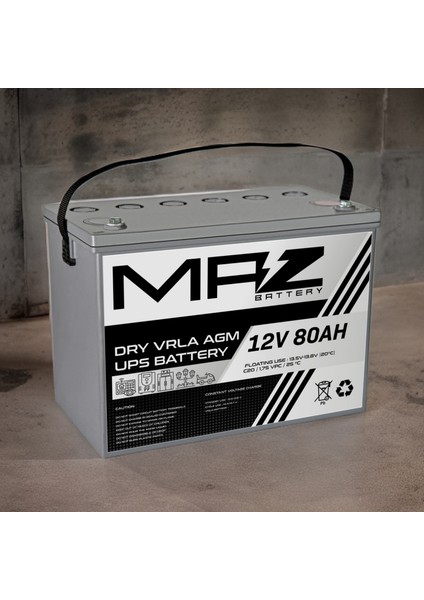 Maz Akü 12 Volt 80 Amper (Ah) Kuru Agm Vrla Akü (Yeni Üretim)