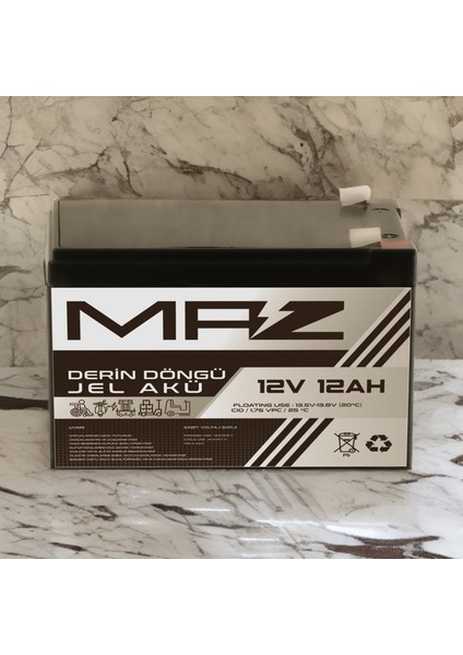 12 Volt 12 Amper (Ah) Derin Döngü Jel Akü Max Performans