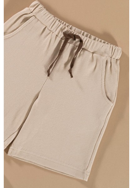 Çizgili Garnili Düğmeli Taş Tshirt Şort Takım modelleri