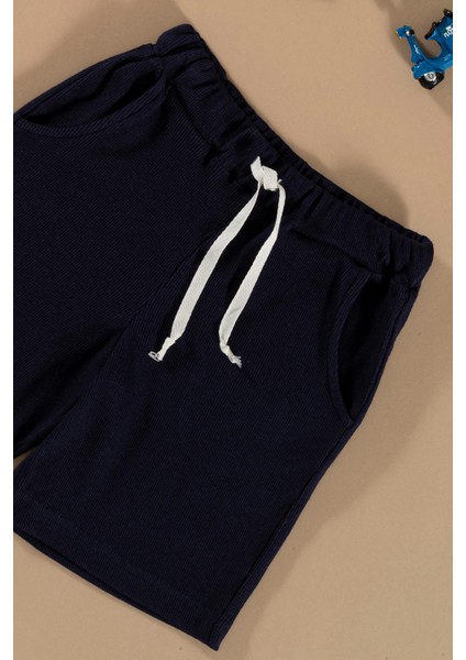 Batik Yıkamalı Lacivert Tshirt Şort Takım modelleri