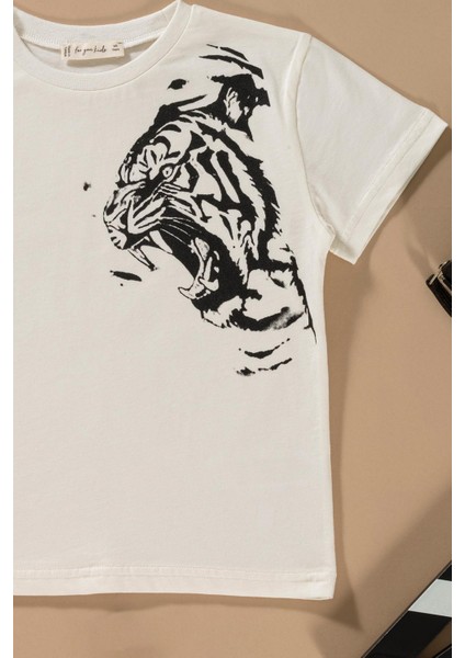 Kaplan Baskılı Siyah Tshirt Şort Takım fiyatları