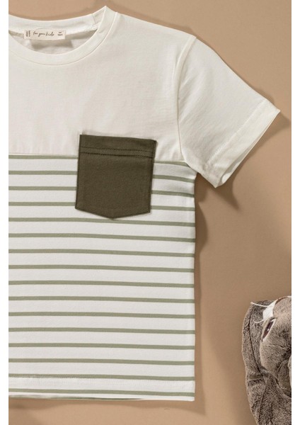 Çizgili Garnili Cepli Yeşil Tshirt Şort Takım fiyatları