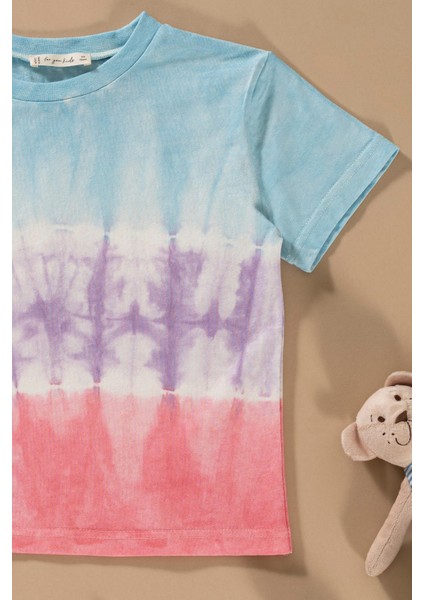 Batik Yıkamalı Mavi Tshirt Şort Takım modelleri