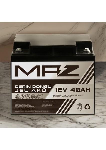 12 Volt 40 Amper (Ah) Derin Döngü Jel Akü Max Performans