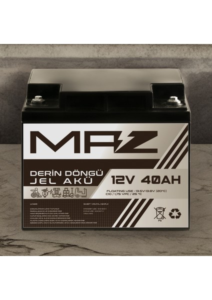 12 Volt 40 Amper (Ah) Derin Döngü Jel Akü Max Performans