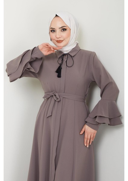 Kolu Volanlı Ferace Vizon Rengi HM2393 modelleri