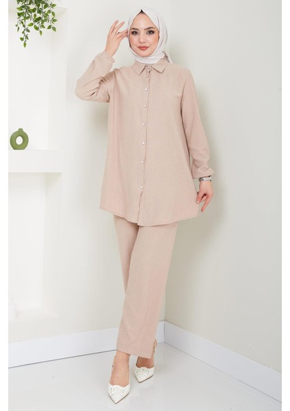 Bürümcük Gömlekli Takım Bej HM2394 fiyatları