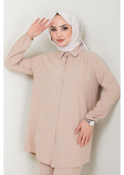 Bürümcük Gömlekli Takım Bej HM2394 modelleri