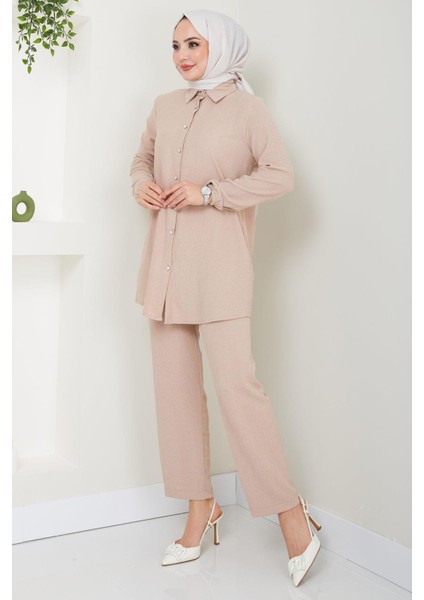 Bürümcük Gömlekli Takım Bej HM2394 fırsatları