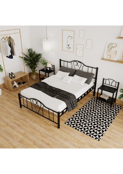 Orkide Çift Kişilik Ferforje Metal Karyola 140x200 Siyah fiyatları