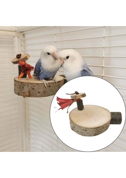 Ahşap Yuvarlak Papağan Platform Kafes Aksesuarları Parakeets Oyuncak 11CM-12CM (Yurt Dışından)