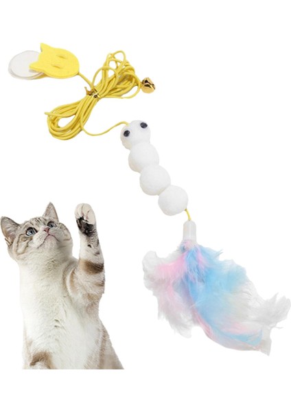 Kedi Teaser Oyuncak Interaktif Geri Çekilebilir Egzersiz Yakalayıcı Oynarken Tüy Solucanını Kovalıyor (Yurt Dışından) modelleri