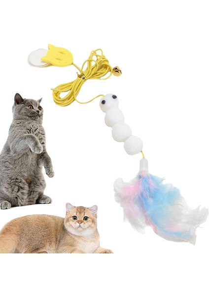 Kedi Teaser Oyuncak Interaktif Geri Çekilebilir Egzersiz Yakalayıcı Oynarken Tüy Solucanını Kovalıyor (Yurt Dışından) indirimleri