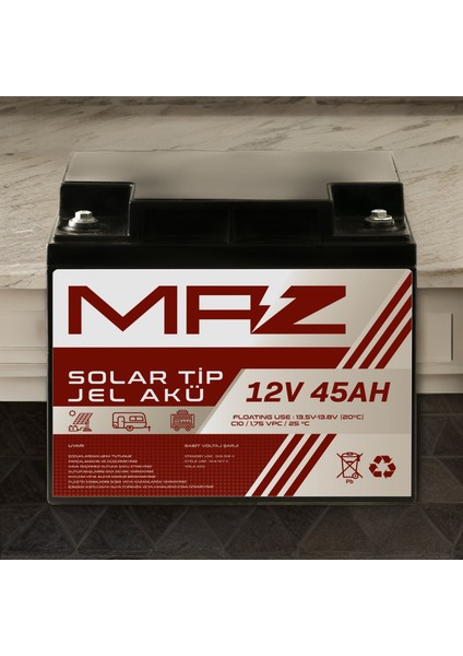 12 Volt 45 Amper (Ah) Solar Jel Akü (Güneş Paneli Akü) fiyatları