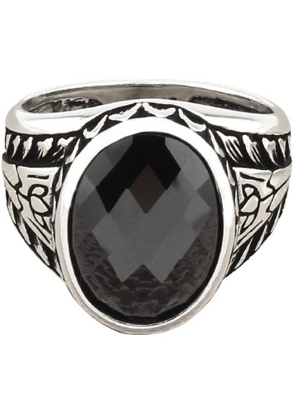 Erkek Yüzük Gümüş 925 Desenli Kare Taşlı modelleri