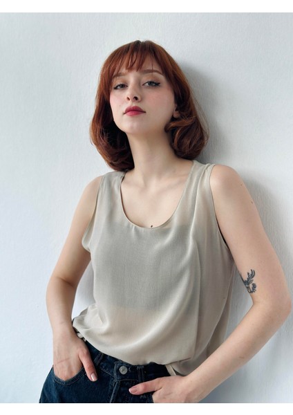 Şifon Basic Atlet Bluz Kadın Kum fırsatları