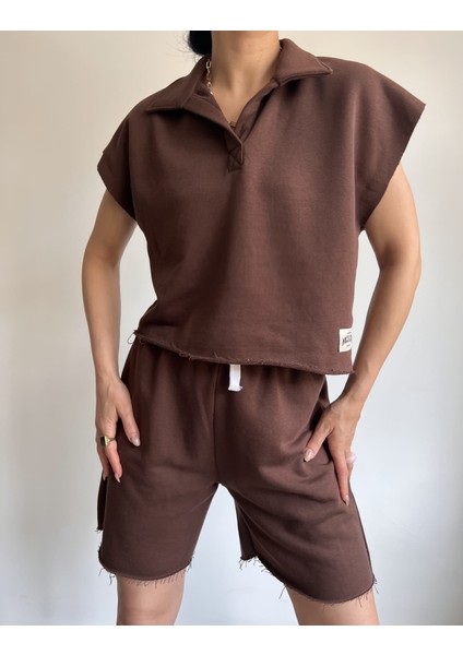 Mai Polo Yaka Kahve Şort Takım
