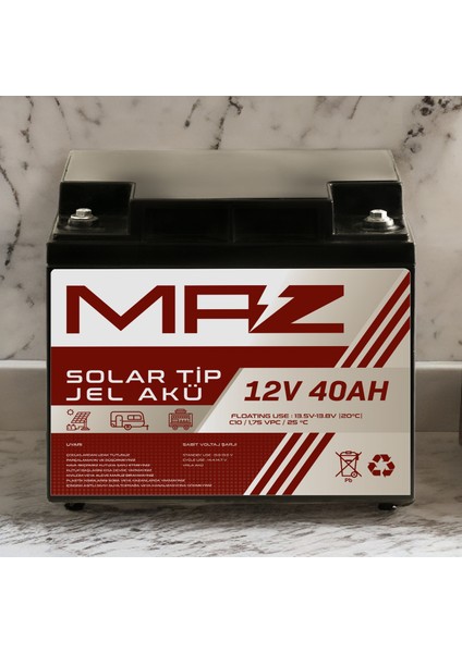12 Volt 40 Amper (Ah) Solar Jel Akü (Güneş Paneli Akü) fiyatları