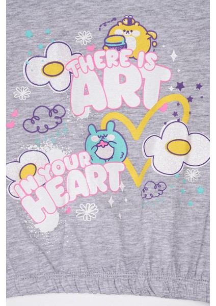There Is Art Baskılı Gri Melanj Renk Kız Çocuk T-Shirt fiyatları