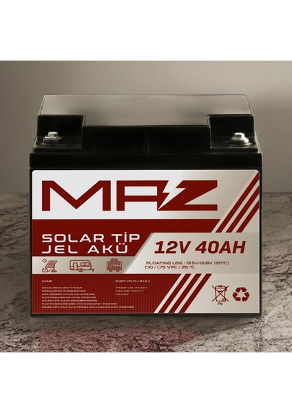 12 Volt 40 Amper (Ah) Solar Jel Akü (Güneş Paneli Akü) fırsatları