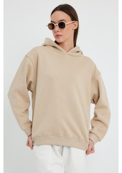 Bej Hoodie, Oversize Hoodie, Kadın Hoodie, Cepsiz Hoodie fırsatları