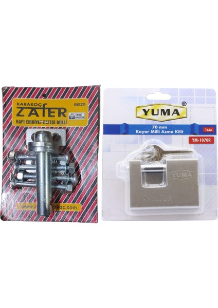 Kapı Emniyet Rezesi Kilit Aparatı K221 ve Yuma Asma Kilit 70 mm