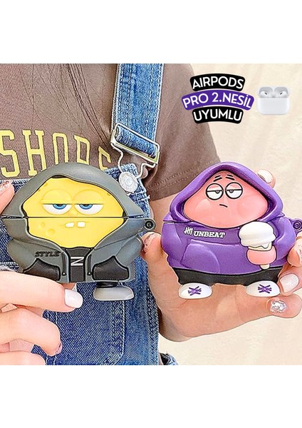 2'li Set - Pro 2. Nesil Hoodie Patrick Yıldız ve Hoodie Sünger Bob Uyumlu Kulaklık Kılıfı Seti fiyatları