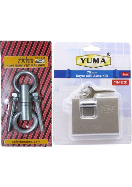 Kapı Emniyet Rezesi Kilit Aparatı K208 ve Yuma Asma Kilit 70 mm