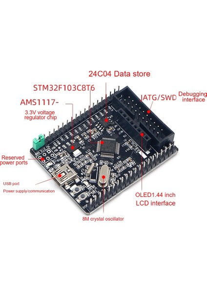 STM32F103C8T6 Geliştirme Kartı STM32 Küçük Sistem Çekirdek Kartı STM32 Mikrodenetleyici Öğrenme Kartı Deney Kartı (Yurt Dışından)