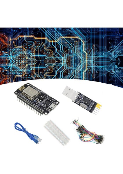 ESP-12E ESP8266 CP2102 V3 Wıfı Geliştirme Kartı + Usb'den Seri Port Modülüne + Ekmek Tahtası + 65 Jumper + USB Kablosu (Yurt Dışından)