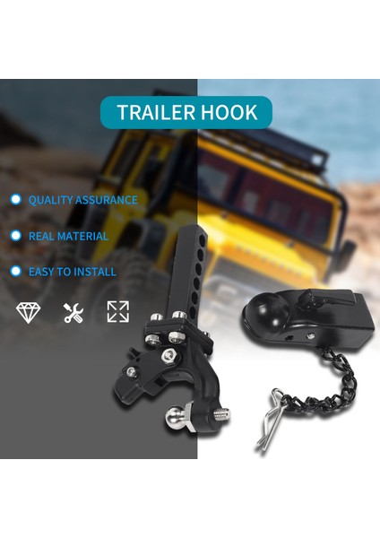 Metal Hitch Römork Kancası SCX10 90046 Trx4 1/10 Rc Paletli Araba Uzaktan Kumanda Araba Modeli Bebek Çocuk Için (Yurt Dışından)