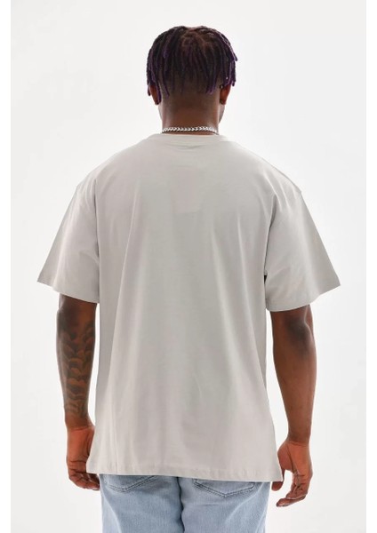 Unisex Baskılı Oversize T-Shirt - Gri fiyatları